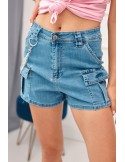 Short denim shorts with pockets and chain 02500 - Online store - Boutique